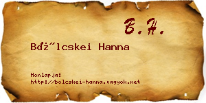 Bölcskei Hanna névjegykártya